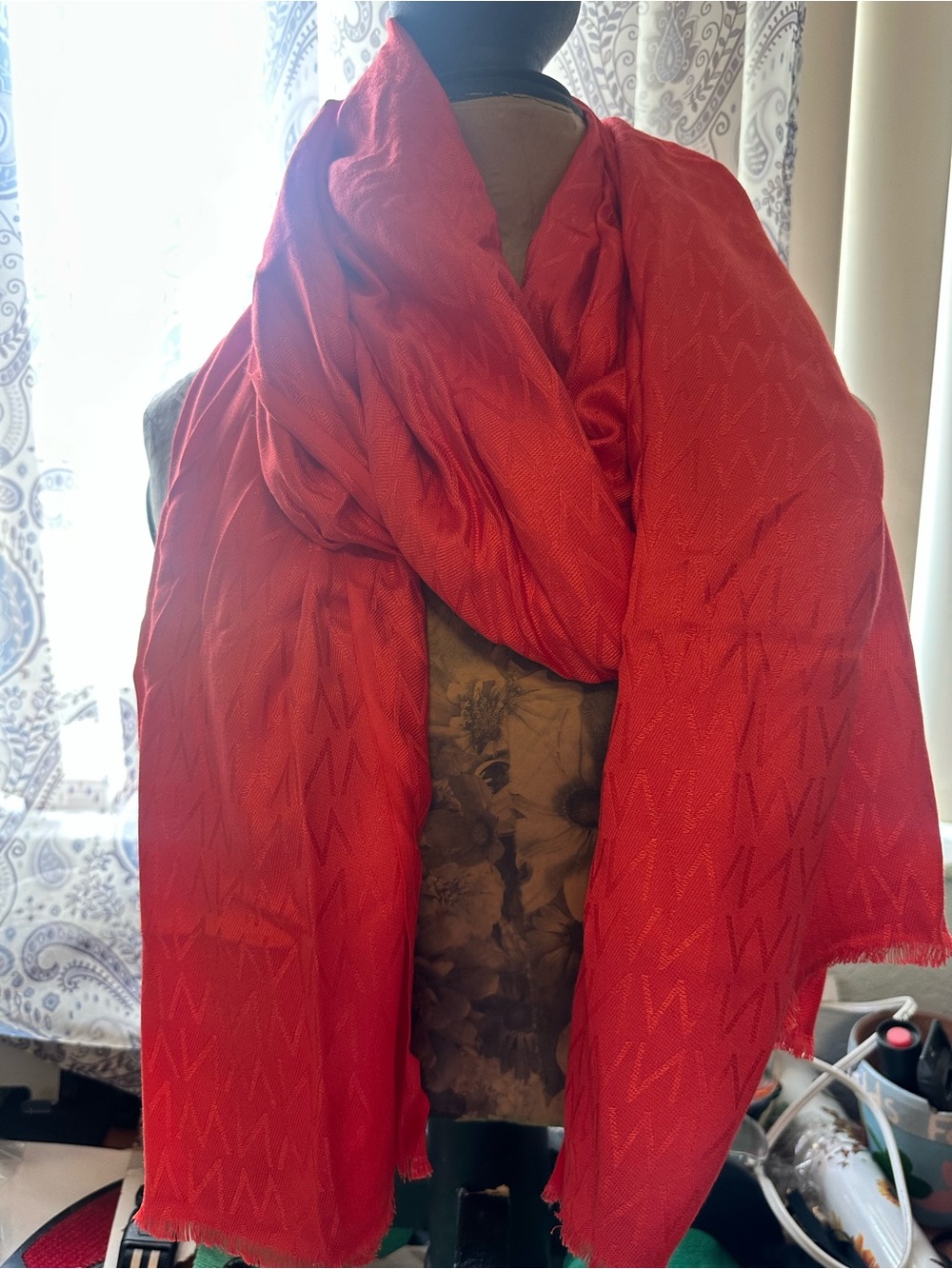 Unlisted Red Lightweight Textured Women's Scarf Wrap